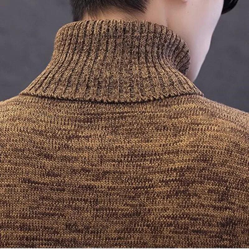2019 Men's Turtleneck Solid Color Casual Sweater Autumn Winter Men's Sweater Man Slim Fit Brand Knitted Pullovers XXXL