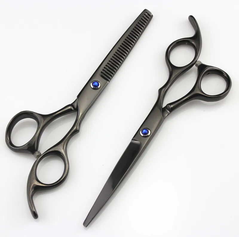 professional 6.0 inch Japan 440c 6cr13 black thinning shears scissor