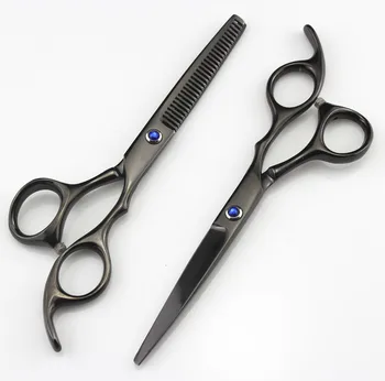 

professional 6.0 inch Japan 440c 6cr13 black thinning shears scissor cutting barber cut hair scissors set hairdressing scissors