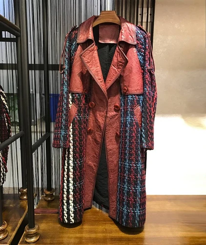 Куртка из натуральной кожи, женская верхняя одежда, Весенняя Осенняя зимняя куртка, Корейская винтажная длинная куртка, Женская куртка Abrigo Mujer ZT1745 - Цвет: wine red