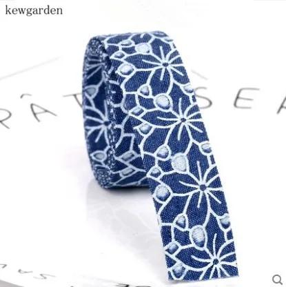 Kewgarden 40 мм 4 см полые цветы Многослойная ткань джинсовые ленты вручную изготовленная лента атласная лента DIY бант хлопковая лента 5 м/лот