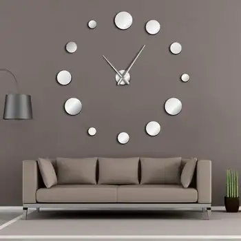 

Round Reloj De Pared Clock Mirror Acrylic Home Decor DIY Simple Design Frameless Giant Wall Clock Modern Watches 3d Sticker