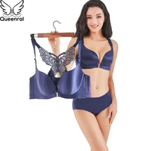 Queenral белье Бюстгальтер Push Up Набор для Для женщин нижнее белье Краткие женские Intimates застежка спереди комплект нижнего белья моды бюстгальтер и трусики Бюстгалтер комплект нижнего белья лифчик женское бе