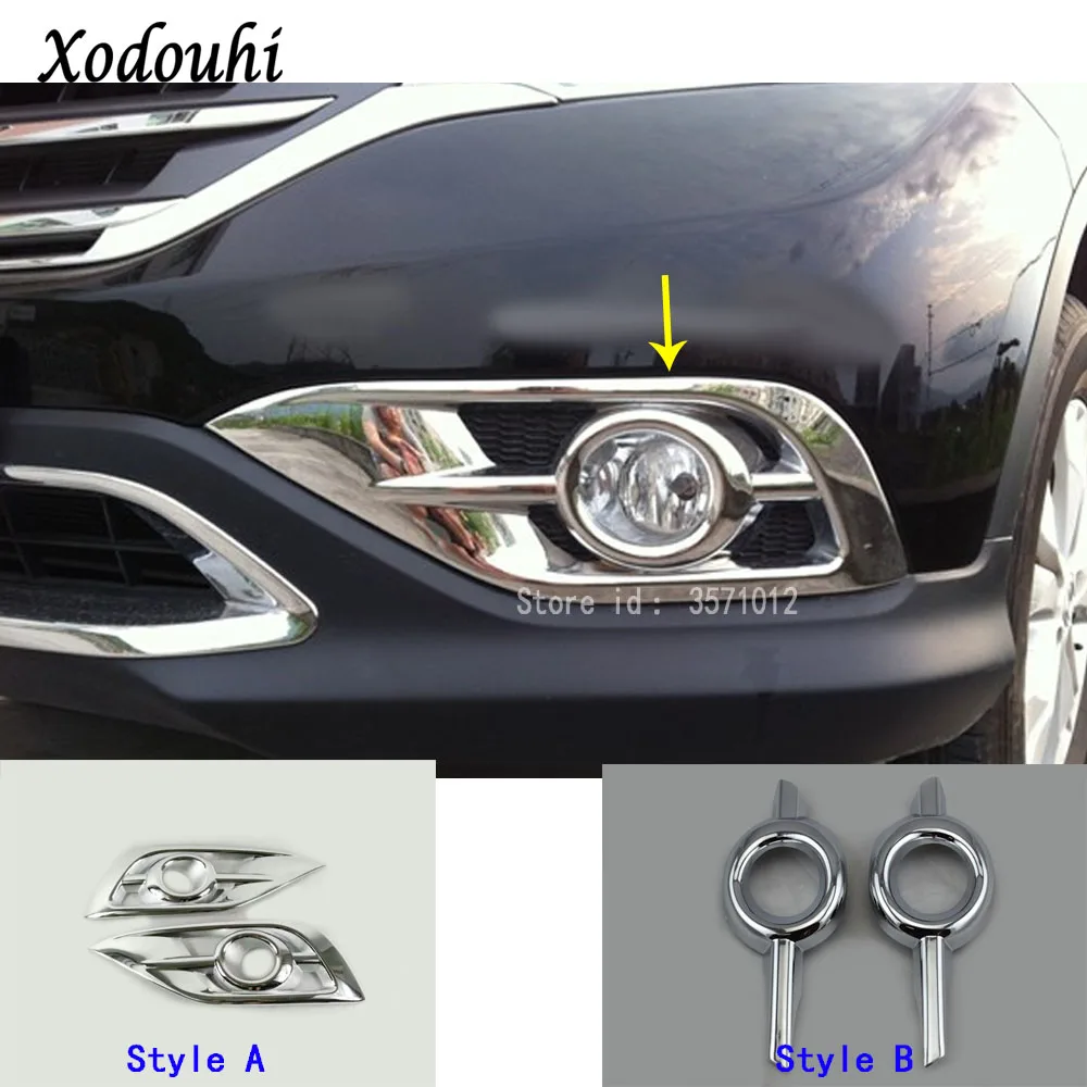 

For Honda CRV CR-V 2012 2013 2014 car body styling front fog light lamp detector frame stick styling ABS Chrome trim parts 2pcs