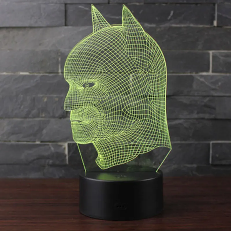 Супер Бэтмен тема 3D лампа светодиодный Ночной светильник 7 цветов изменить Touch Настроение лампы Новогодний подарок Dropshippping