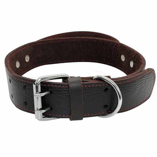 Genuine Leather Dog Collar Durable Real Leather Training Collars For Medium Large Dogs Pets Pitbull With Quick Control Handle 2