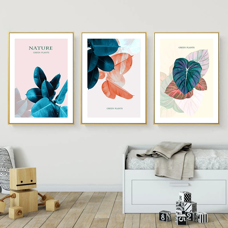 

Poster Fashion Nordic Style Canvas Picture Art Abstract Color Leaf Painting Decoration For Living Room Or Kitchen Wall A4 Prints