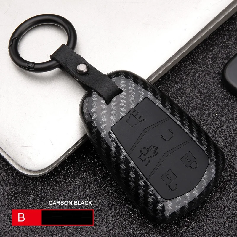 

Car Styling ABS Carbon fiber Car Remote Smart Key Case Cover Keychain For Cadillac XT5 XTS ATS CT6 CTS ATS 28T ATS-L SRX XLS