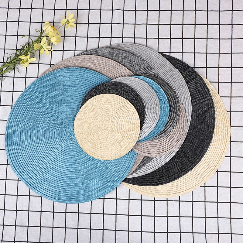 Simple Style Dining Napkin Pads Round Weave Placemat Table Mats Non-Slip Heat Resistant Coaster Cushion Kitchen Party Decoration