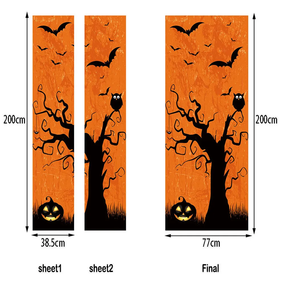 Индивидуальный размер/77*200 см Хэллоуин украшения для двери ПВХ самоклеющиеся двери Стикеры DIY водонепроницаемый Фреска Наклейка домашний дизайн Декор