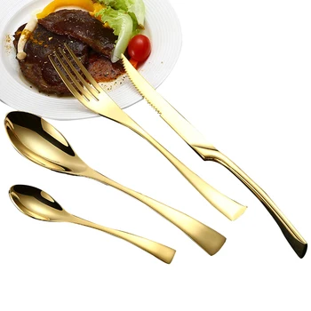 

UPORS Luxury Cutlery Set Stainless Steel Dinnerware Set Gold Cutlery Personalized Steak Knives Fork Dinner Set Kitchen Tableware