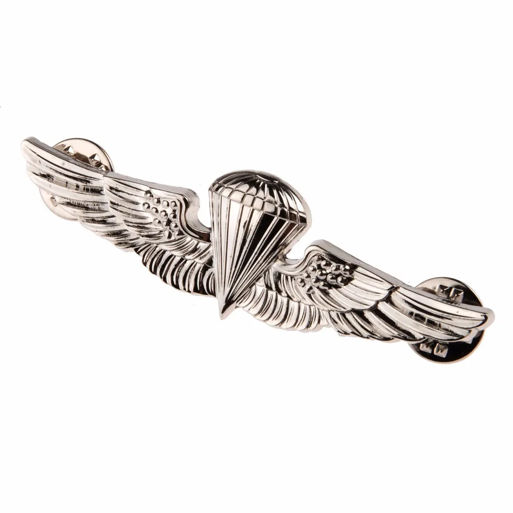 

US U.S. NAVY PARACHUTE PARACHUTIST LANDINGS WINGS BADGE SILVER