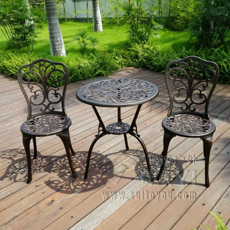 New Patio Furniture modern Design Cast Aluminum Bistro Set in Antique Copper