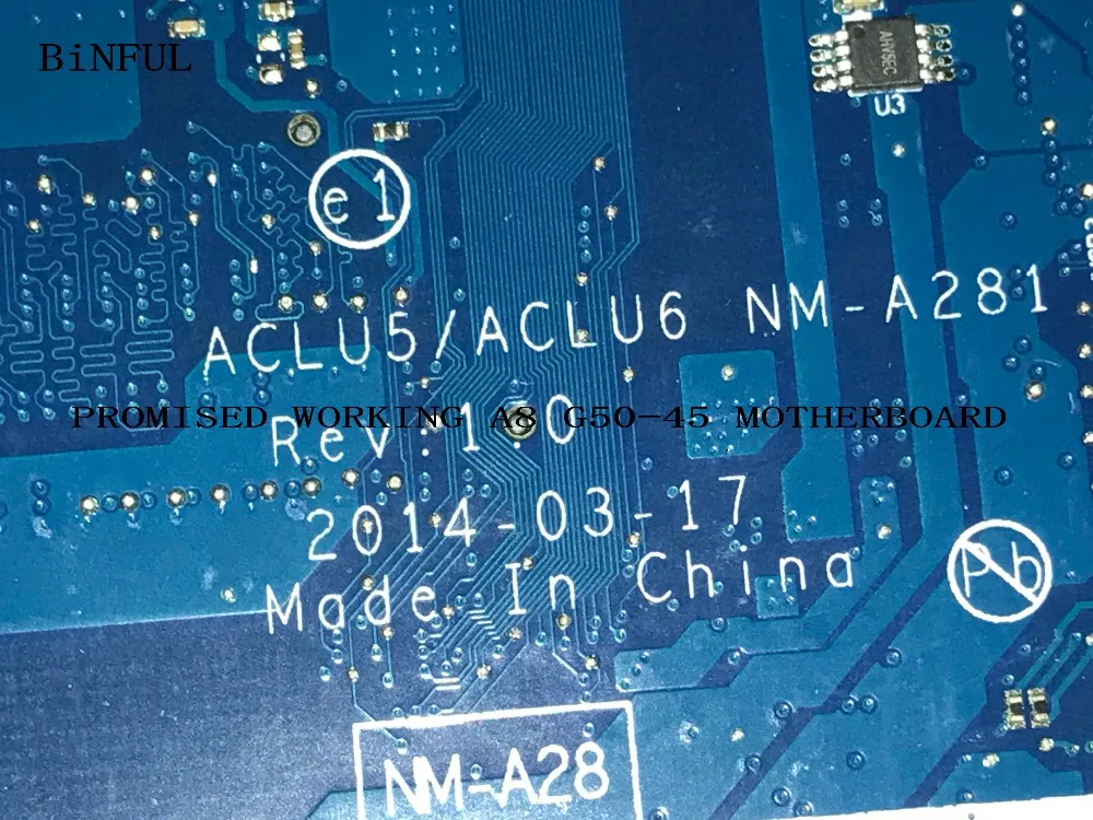 BiNFUL المتاحة 100% جديد العمل المعالج A8 ACLU5/ACLU6 NM-A281 اللوحة المحمول لينوفو G50-45 الكمبيوتر الدفتري