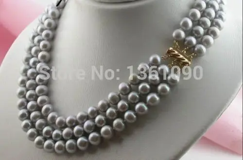 

bjc 000601 9-10mm natural tahitian Gray pearl necklace 17-19inch (C0309)