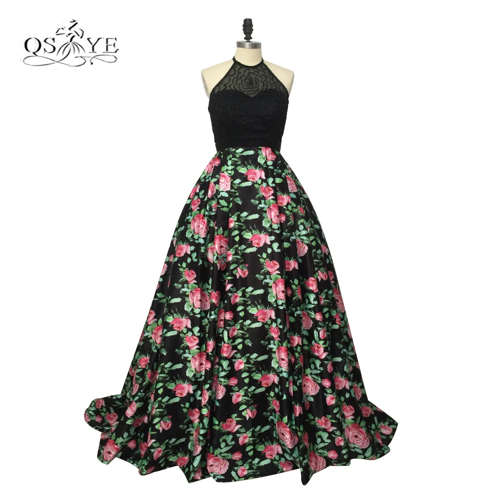 2018 New 3D Floral Flowers Pattern Print Prom Dresses Robe de Soiree