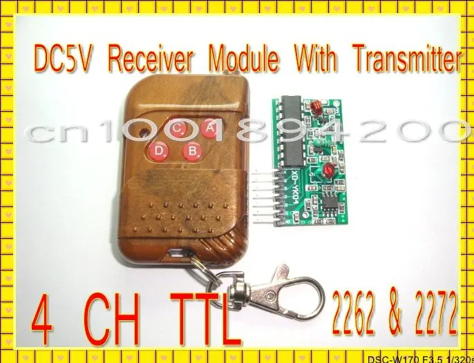 

DC5V 4CH Transmitter &Receiver Module Wireless Remote Control Module System Fixed Code solder to Matched Momentery/Latched TTL