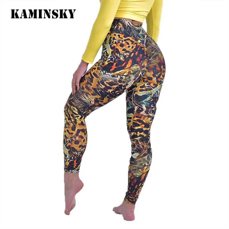 

Kaminsky Fitness Legging Women Leopard Printing Patchwork Trousers Pant= Femme Sexy Push Up Leggings High Waist Elastic Long Pan