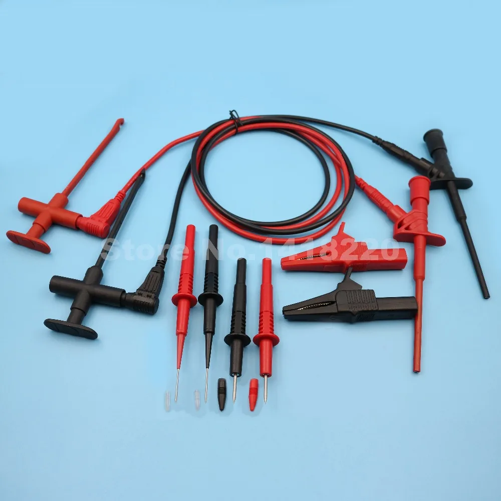 

AideTek Automotive Test Lead Kit Insulation Alligator Clip Piercing Probe Pin Silicon Lead for Fluke Multimeter TLP20163