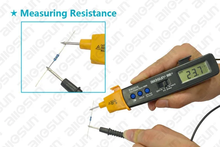 ALL-SUN EM3213 Auto Range Pen Style Digital Multimeter DMM AC DC Volt Amp Ohm Integrated Automotive Tester