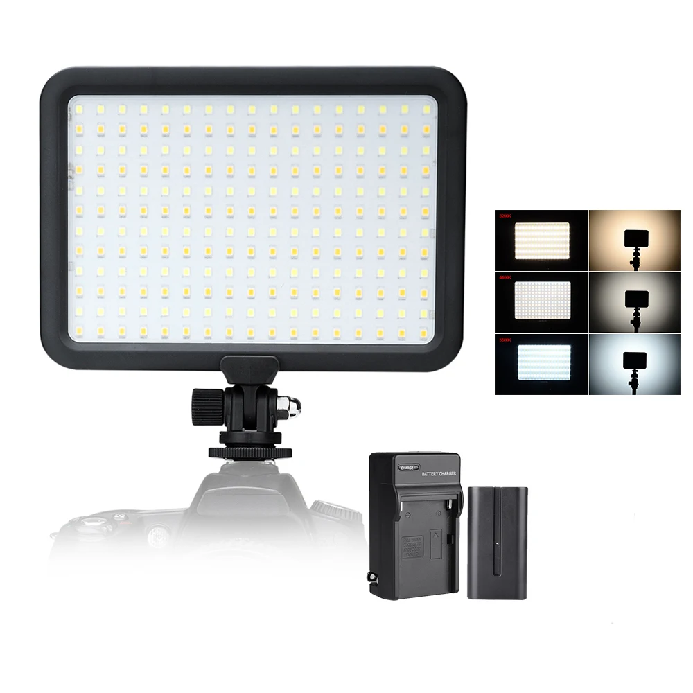 

204 PCS Beads Led Video Light Panel Bi-color Temperature 3200K-5600K Photo Camera Studio LED Lighting + Battery + Charger