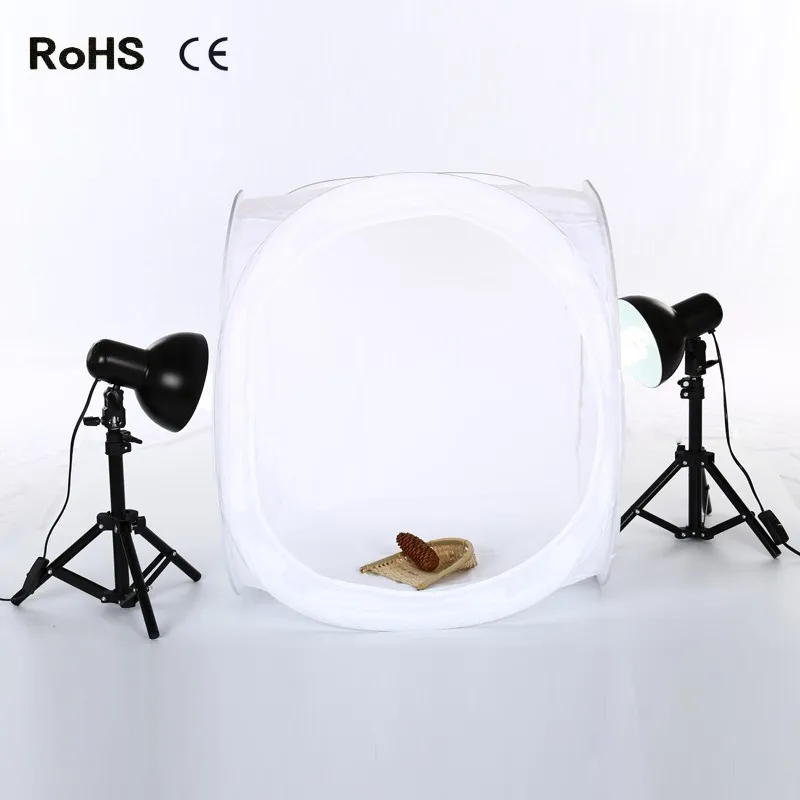 

High Quality 90w Studio Photo Continuous Lighting Soft box Round Light 60*60*60cm Shooting Tent 4 Backdrops+2*50cm light stand