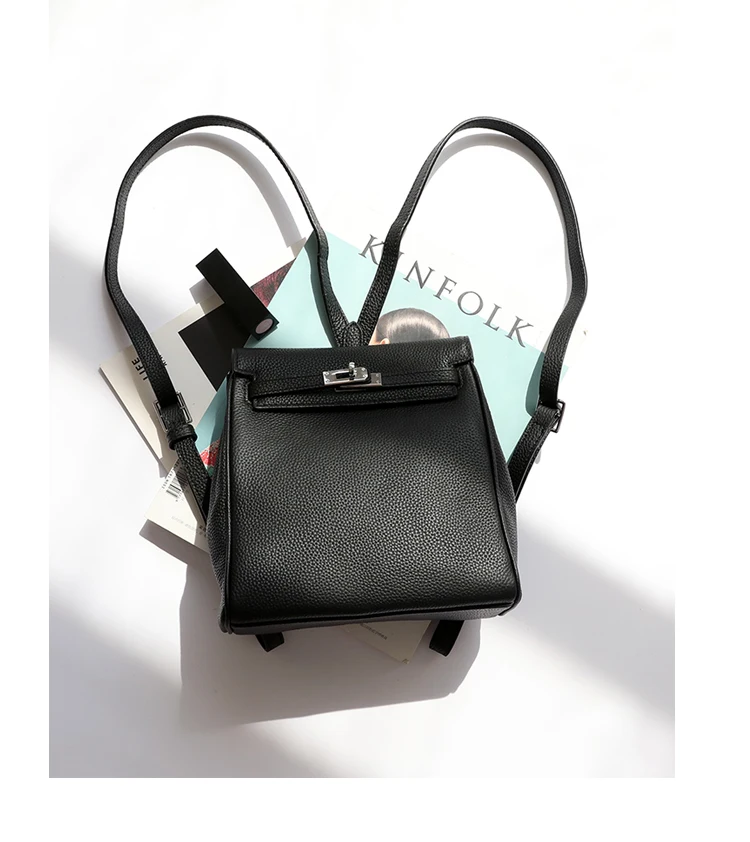 Camelia Padlock рюкзак из натуральной коровья кожа Мода знаменитостей Back Pack|Рюкзаки| |