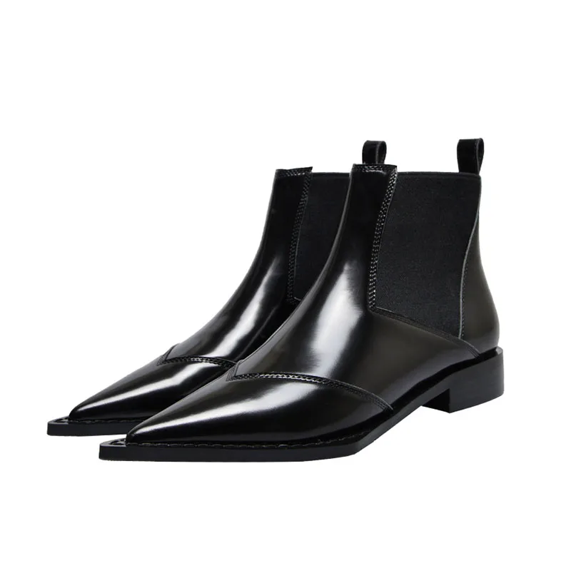 Botas de tornozelo de couro real das