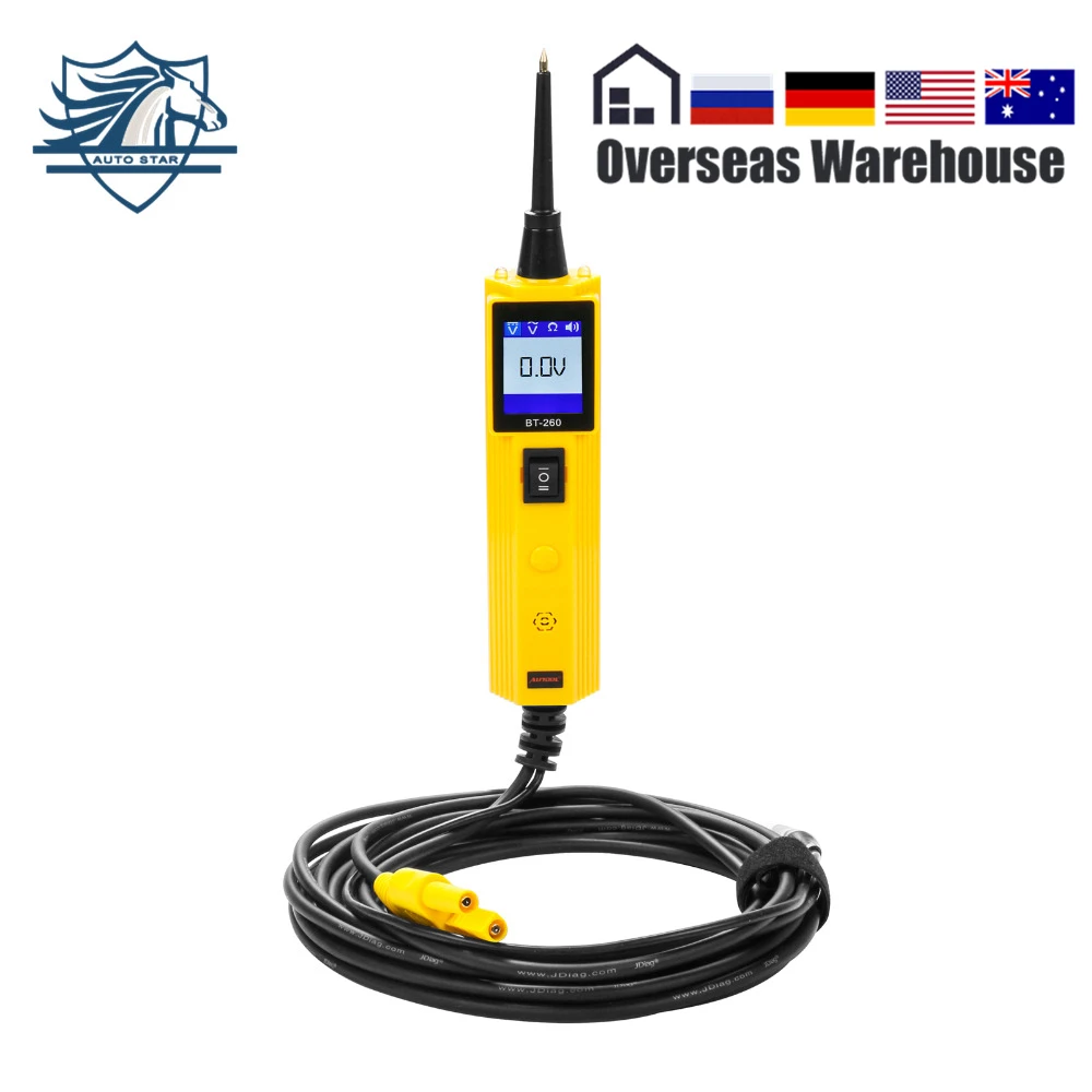 Herramienta de diagnóstico de sistema eléctrico AUTOOL BT260 probador de circuito automotriz con linterna LED Multi-idioma Herramienta de diagnóstico de sistema eléctrico AUTOOL BT260 probador de circuito automotriz con linterna LED Multi-idioma