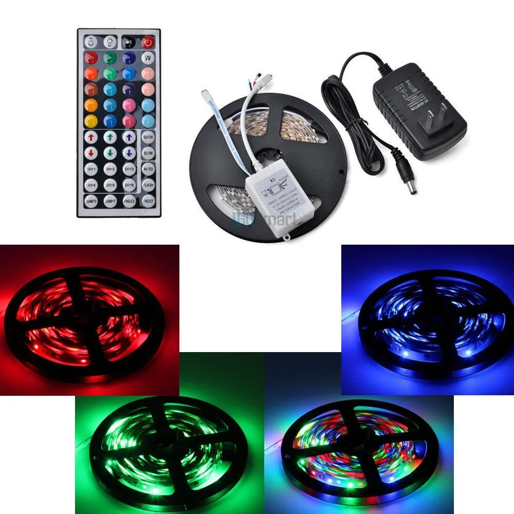 RGB Светодиодная лента 5050 SMD 1 м 2 5 10 3528 водонепроницаесветодиодный с адаптером 12 В и