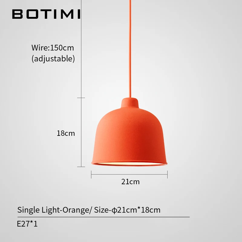 BOTIMI красочный светодиодный подвесной светильник для столовой, смоляный абажур, зеленый E27, освещение для кухни, серый регулируемый светильник для ресторана - Цвет корпуса: Orange-1 Light