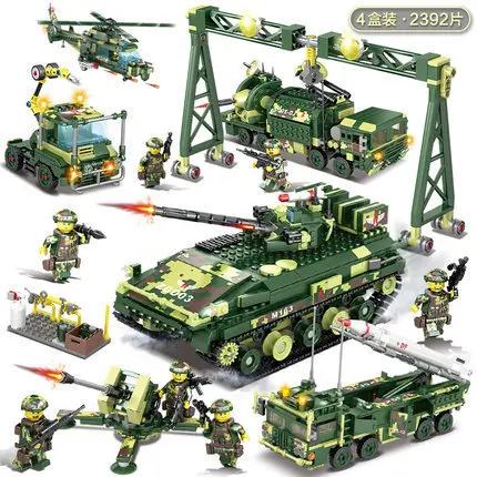 Военная полевая армия мировая война WW2 кирпичи солдаты Танк вертолет фигурки строительные блоки Наборы игрушек для детей