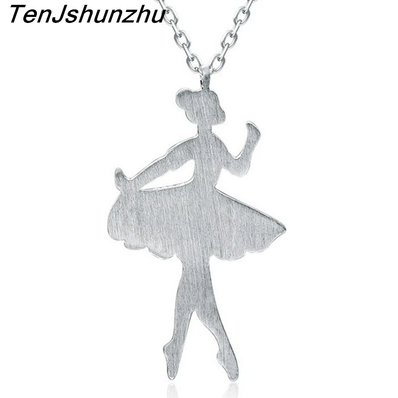 

TenJshunzhu 925 Sterling Silver Ballet Girls Charm Collares Pendant Necklace Handmade Jewelry Women Girls Birthday Gift dz155