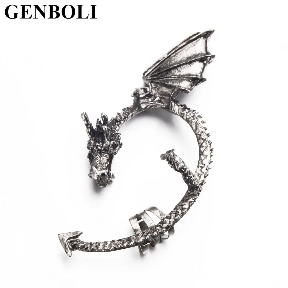 

1pc New Fashion jewelry Retro Vintage Bronze Punk Temptation Metal Dragon Bite Ear Cuff Clip Wrap Earring top quality
