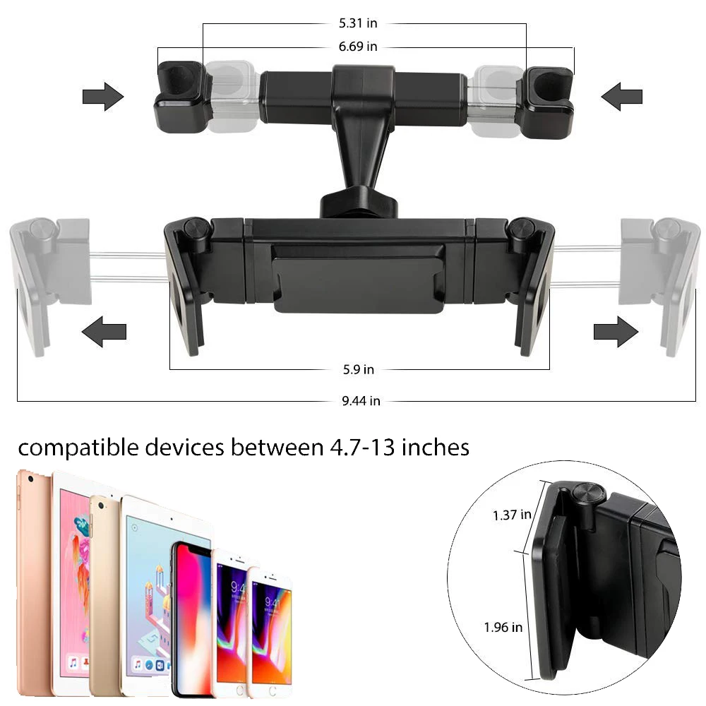  Tablet Car Holder For 4.7-13 in Tablet & Phone Holder Back Seat Headrest Mounting Holder Car Access