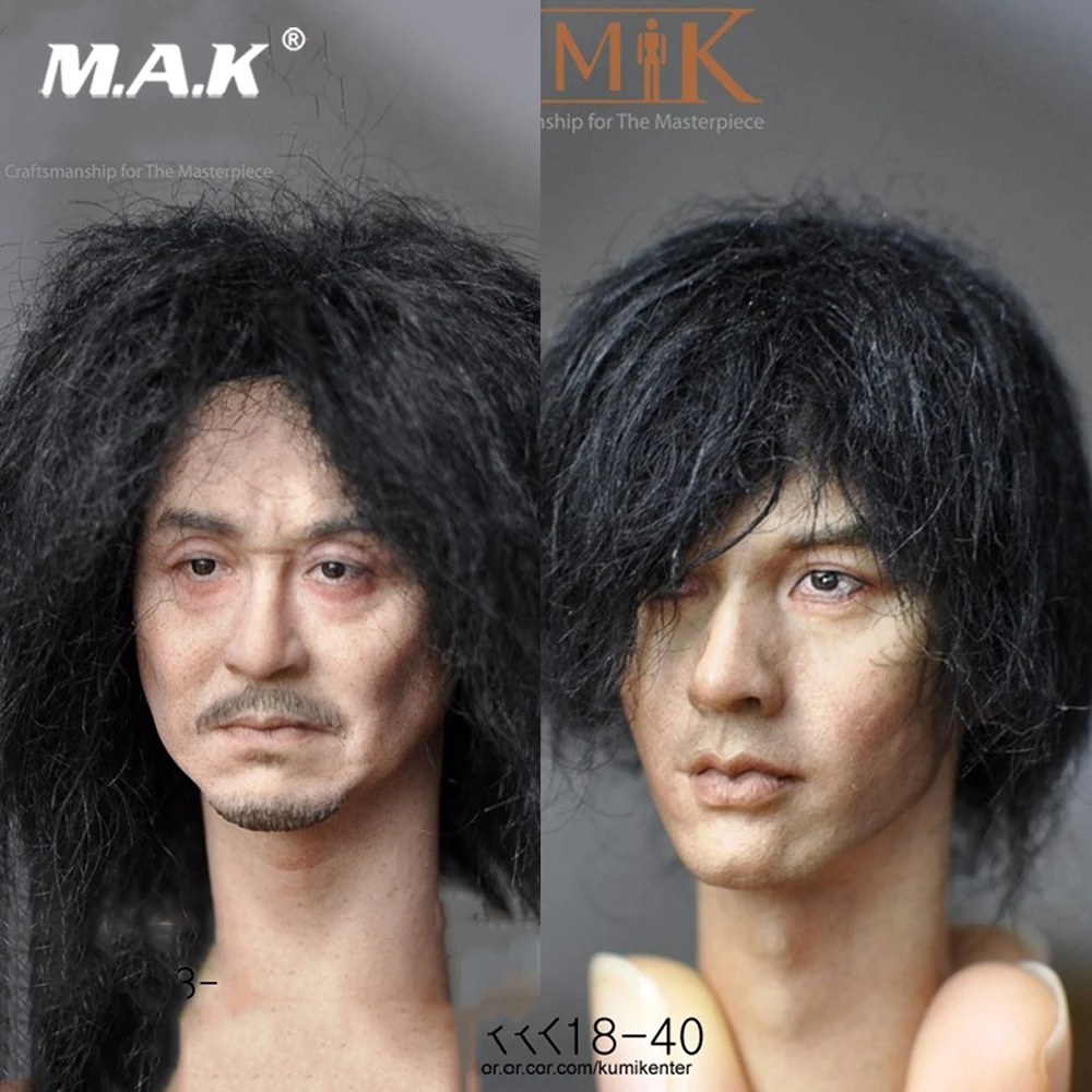1//6 Scale KUMIK KM18-40 Male Head Carving W Black Short Hair Fit 12/'/' Figure