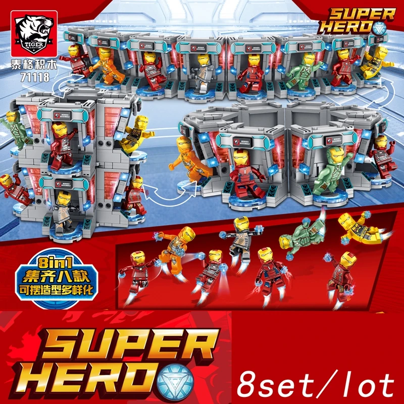 Iron Man Basement Marvel Avengers Super Hero Figure Marvel Ironman Iron-Man legoings Building Set Model Bricks venom Blocks Toys