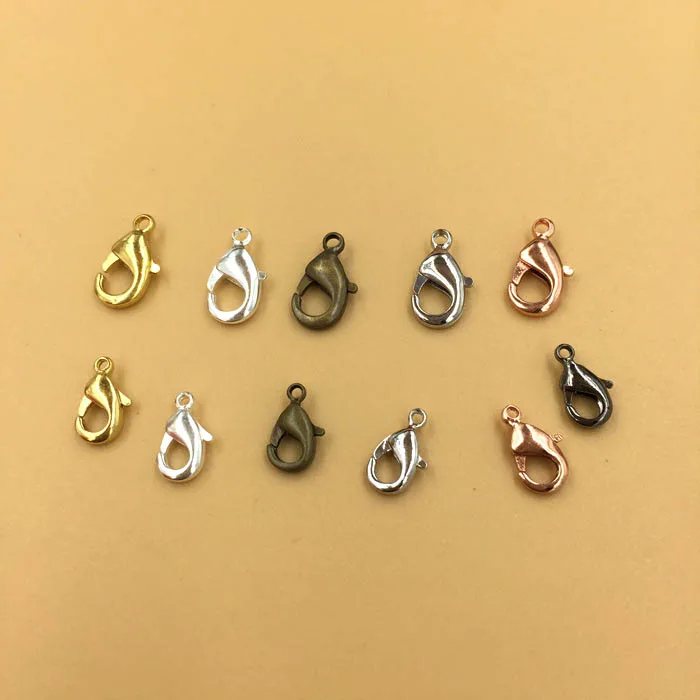 

10mm 12mm Metal Lobster Claw Clasp Connectors DIY Jewelry For Making Keychains & Bracelet Accessories Multi-color Plated