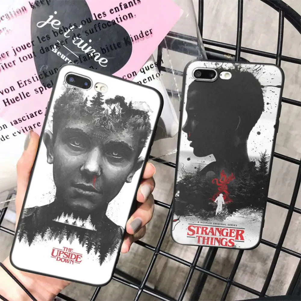 

OUTMIX Stranger Things Soft Silicone Back Cover Shells case For iPhone Apple 6 6s 7 8 Plus X XS max XR 6plus Black phonecase
