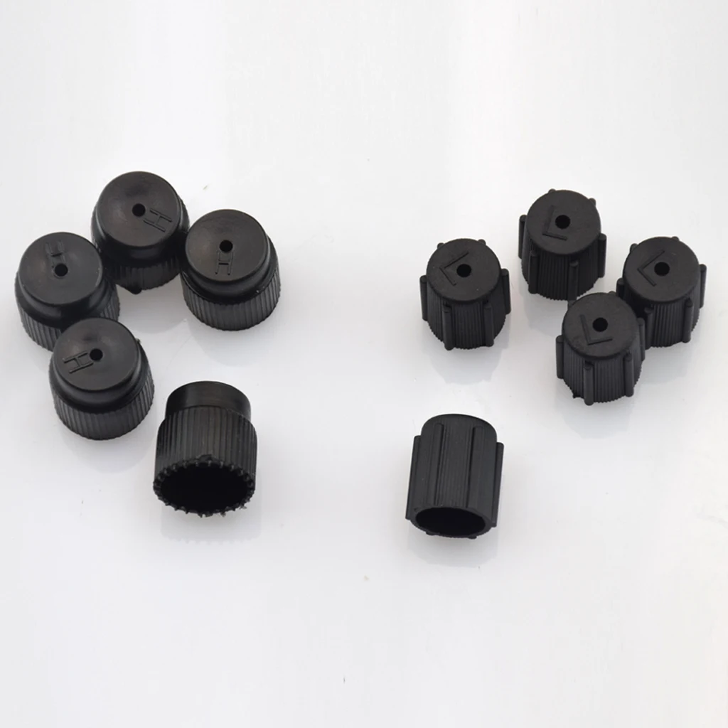 10 Pieces Car R134a 5 Low 13mm & 5 High 16mm Air Conditioning Service AC Car Repair Tool Black
