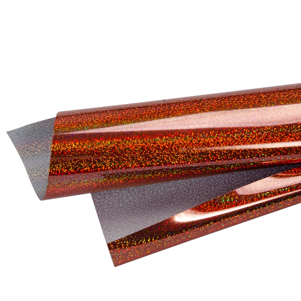 

Orange Heat Transfer Vinyl Laser Holographic Easy to Weed Iron on HTV for T-Shirts, Craft Garment Heat Press Vinyl
