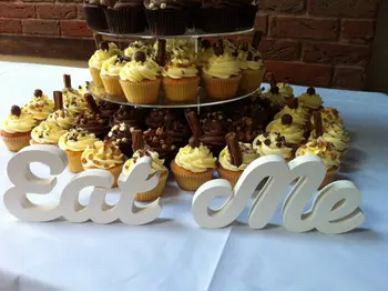 

Handpainted Freestanding Script Letters - Eat Me - Wedding Table Decoration - 10cm