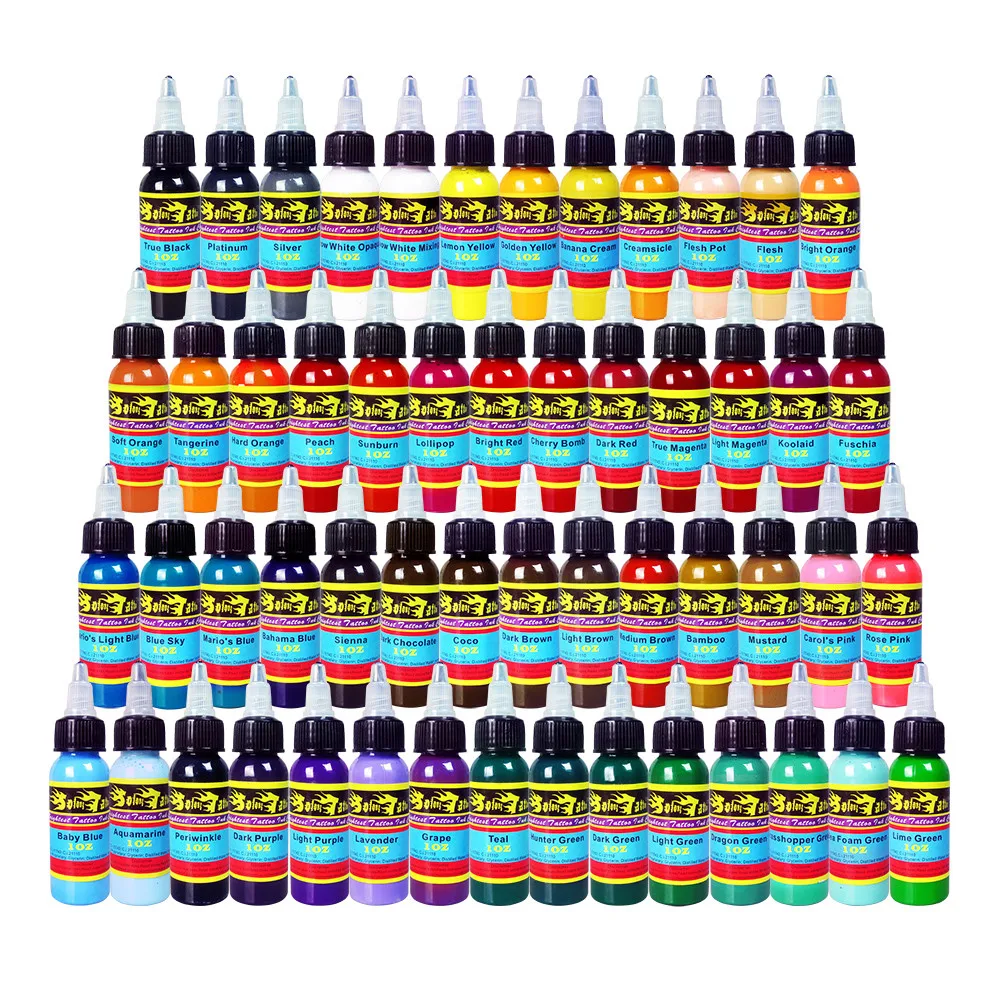 

Solong tattoo 54color 1oz Tattoo Ink Pigment Set Kits Body Arts 30ml Professional Beauty Paints TI301-30-54