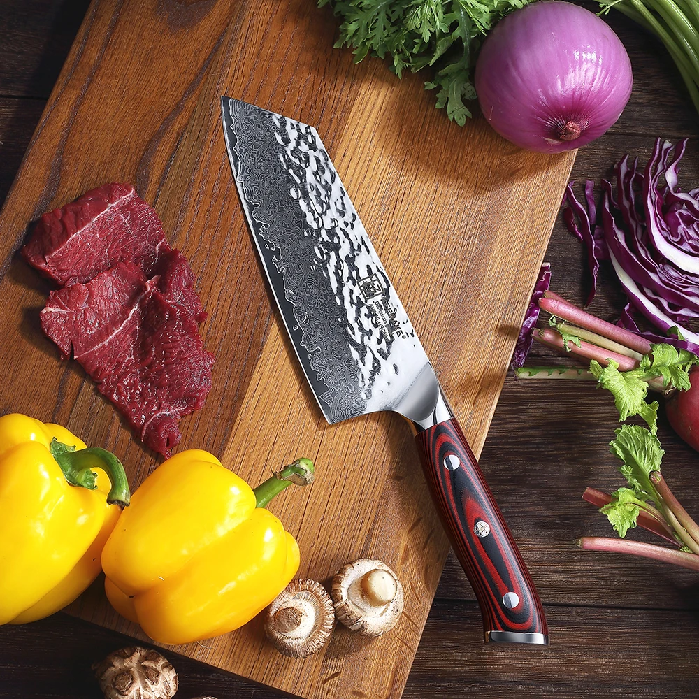 Нож Кливер SUNNECKO KEEMAKE Nakiri 7 дюймов японское лезвие из стали AUS10 острый кухонный нож