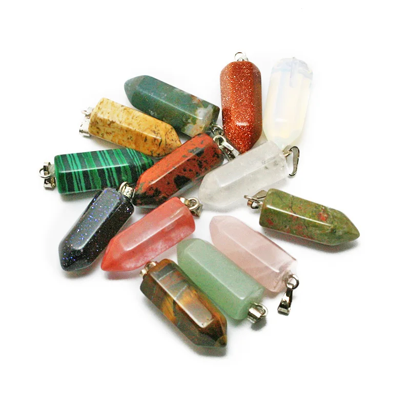 

2016 Fashion Assorted Natural Stone Pendants Bullet Charms Pendants for Women jewelry making Free shipping