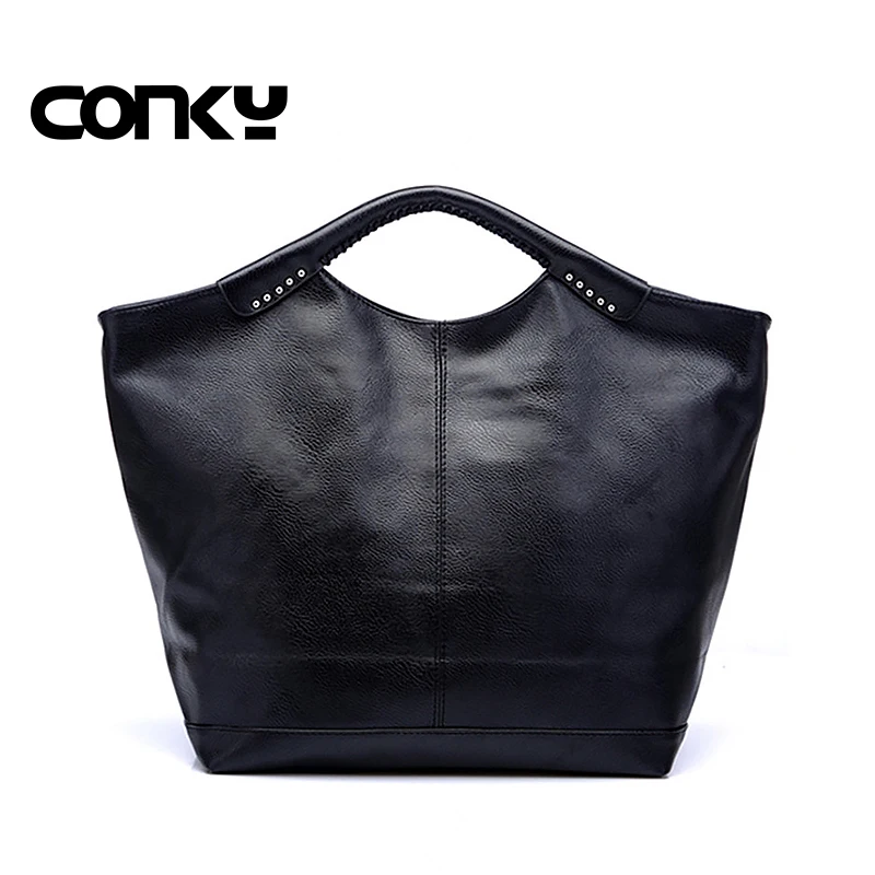 Fashion large bag ladies black tote bag women PU leather handbags famous brand designer handbag ...