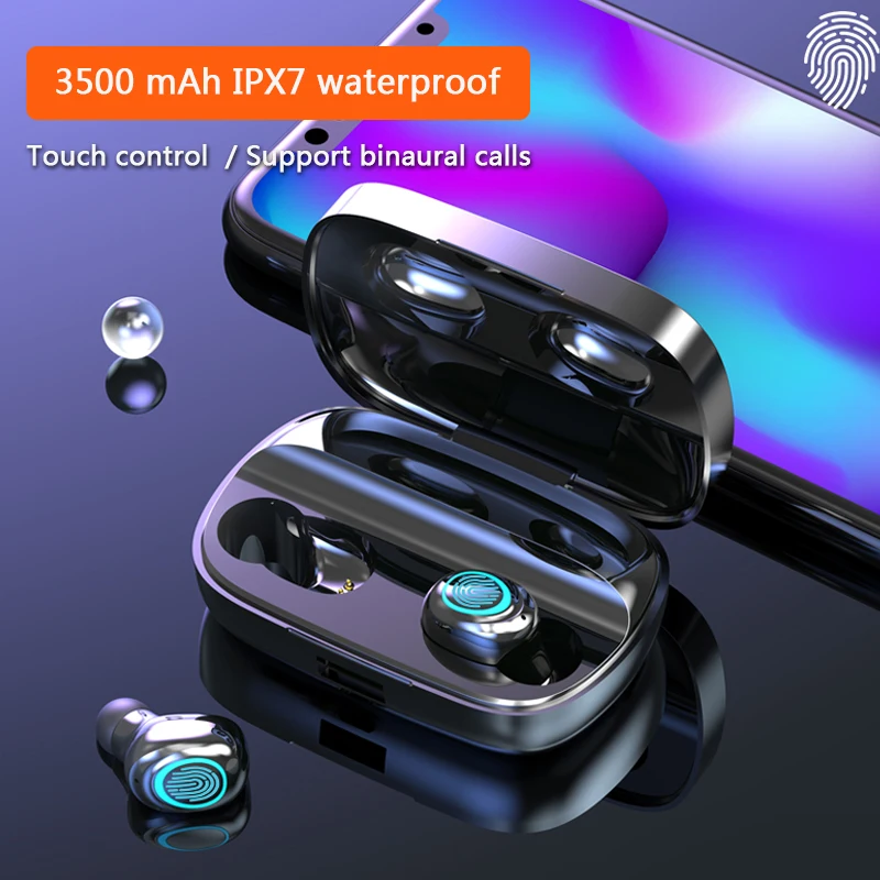 

Touch TWS True Wireless Earbuds 5D Stereo Bluetooth Earphones Mini TWS Waterproof with Charging Box 3500mAh Power Bank