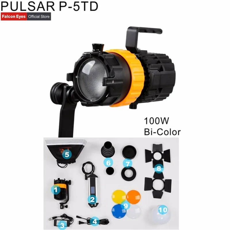 DIGITALFOTO Falcon Eyes Pulsar 5 P-5TD Mini Spot с регулируемым фокусом света длина заполняющий свет 100 Вт фотография свет