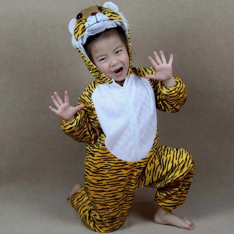 

Kids Boys Girls Cartoon Animal Tiger Jumpsuit Children Halloween Animals Cosplay Costumes Clothing