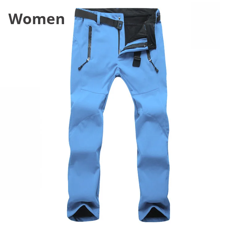 Для мужчин Для женщин ветрозащитные лыжные штаны Зимние теплые теплый флис для походов брюки спортивный, из мягкой кожи Кемпинг Альпинизм лыжные штаны - Цвет: WQL